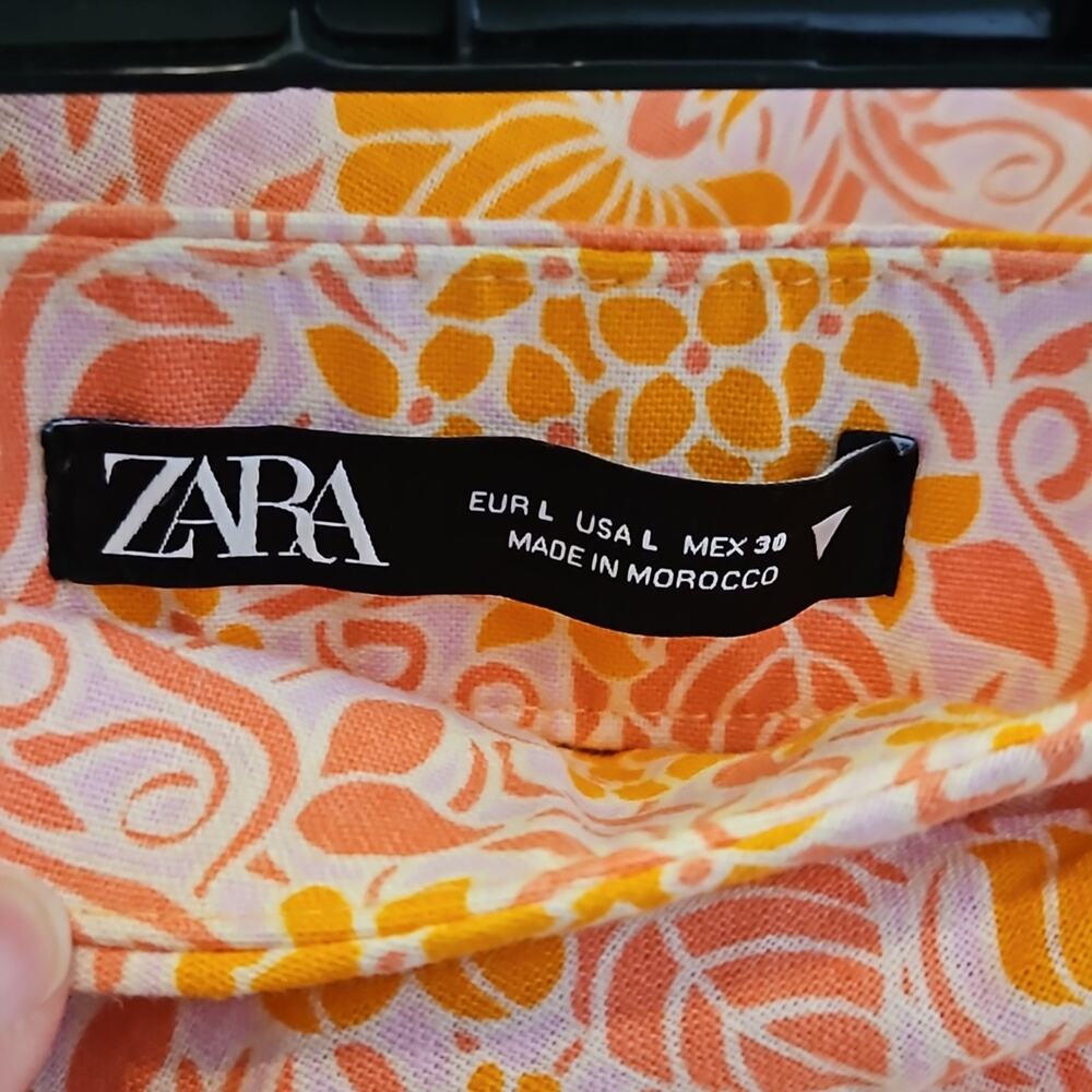 Zara Linen Blend Floral Mini Skirt Sz Large - Picture 8 of 10